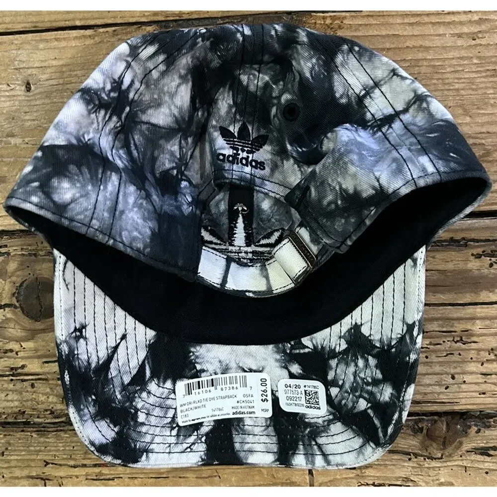 Adidas Relaxed Tie Dye Black And White Strap Back Cap Womens NWT